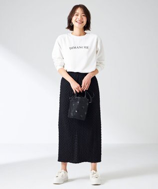 ANY SIS L 【洗える】2wayストレッチジョーゼットロゴ ロンT オフ×カーブ