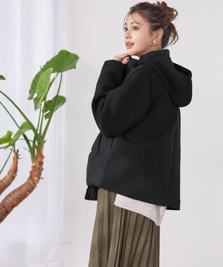 Tiaclasse ファイバーダウン×ダンボール異素材ショートコート ブラック