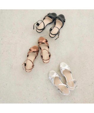 MODE ET JACOMO <noyau>ヒールクロスベルトサンダル シルバー