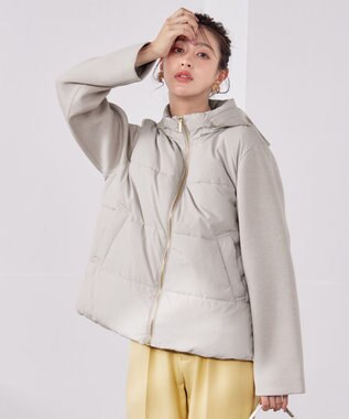 Tiaclasse ファイバーダウン×ダンボール異素材ショートコート グレー