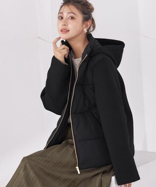 Tiaclasse ファイバーダウン×ダンボール異素材ショートコート ブラック