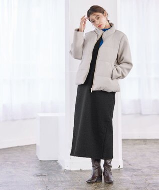 Tiaclasse ファイバーダウン×ダンボール異素材ショートコート グレー