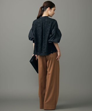 自由区 【SHIHOさん着用】レースブロッキング ブラウス ブラック