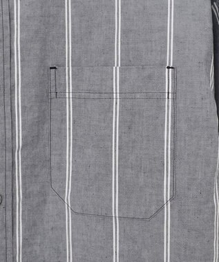 JOSEPH ABBOUD MOUNTAIN 【SPACE／UNISEX】JOE COTTONワイドストライプ シャツ ネイビー系2