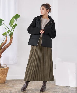 Tiaclasse ファイバーダウン×ダンボール異素材ショートコート ブラック