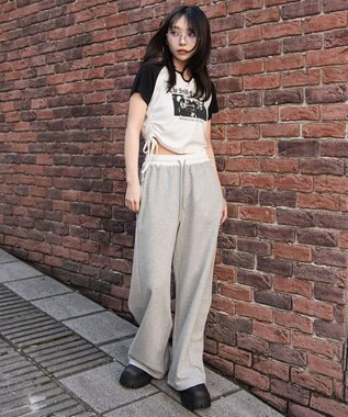 WEGO 【ウエストゴム/SMサイズ展開】カーブデザインスウェットパンツ グレーその他