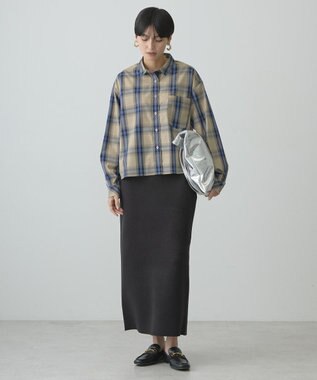 AMERICAN HOLIC イージーケアショート丈チェックシャツ Beige