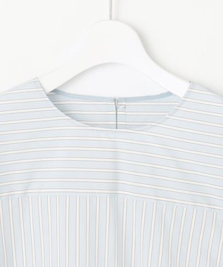 自由区 【洗える】SOMELOSクロップド丈 ブラウス サックスストライプ