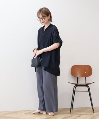 AMERICAN HOLIC 【予約】【WEB限定】イージーケア+接触冷感 フレンチスリーブギャザーシャツ Black