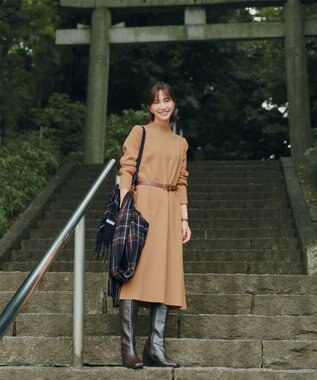 Tiaclasse 【安田美沙子さん着用・新色・XSサイズ追加】リブ切替ニットワンピース マスタード