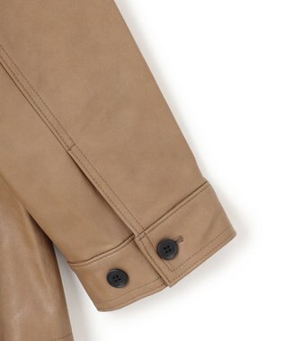 UNFILO L 【洗える】フェイクレザー ジャケット モカ