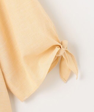 J.PRESS LADIES 【洗える・吸水】 BEZピンチェック キーネック ブラウス イエロー系3