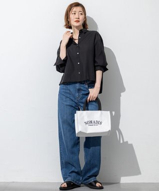 23区 【接触冷感】23区DENIM サマー ストレート ワイド パンツ ウォッシュドブルー系