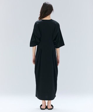 BEIGE， 【洗える】S.BABILA / スリットネックウエストタックワンピース Black