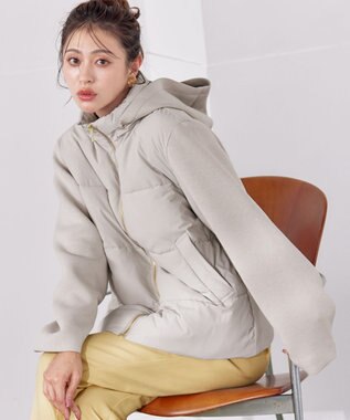 Tiaclasse ファイバーダウン×ダンボール異素材ショートコート グレー