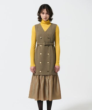 GRACE CONTINENTAL カルゼコンビジレワンピース キャメル