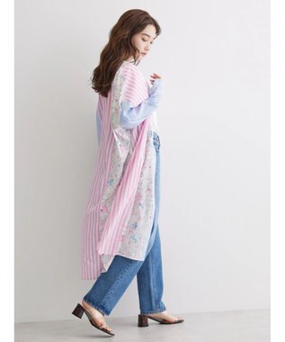 AMERICAN HOLIC Ｆｌｏｗｅｒ　×　Ｓｔｒｉｐｅシャツチュニック Pink