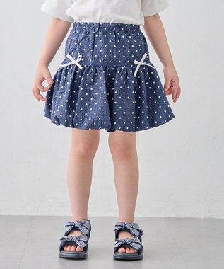 ANY KIDS 【洗濯機可能】バルーン ドットスカート ネイビー
