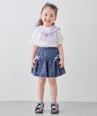 ANY KIDS 【洗濯機可能】バルーン ドットスカート ネイビー