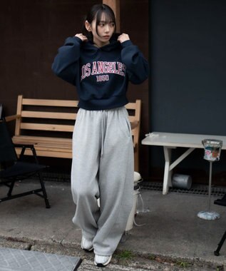 WEGO グラフィックショートプルパーカー ネイビー