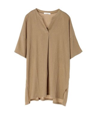 Green Parks ５分袖スキッパーカットチュニック Beige