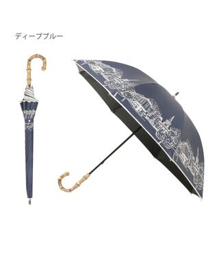 MOONBAT 【遮光100%】SOLFEGE MODE  晴雨兼用 長傘 日傘 街並プリント ディープブルー