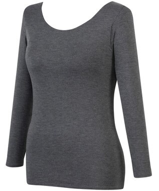 Wing カップ付きインナー あったか素材 ブラトップ ラク きれいなバストシルエット 【シンクロブラトップ  保温タイプ】 8分袖 長袖 秋 冬 ET1864 ウイング／ワコール ダークブラウン