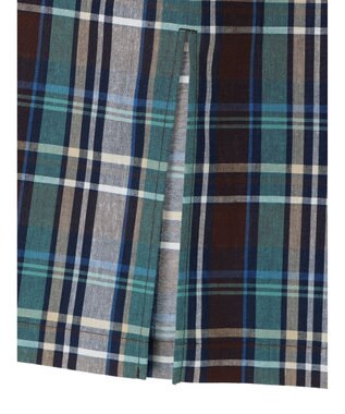 Green Parks 綿麻混イージータイトスカート Check Brown