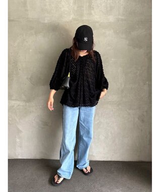 Green Parks AnriettMusee カットジャガードタックブラウス Black