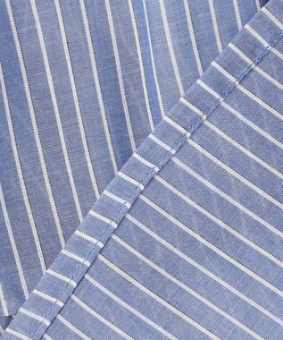 ANY L 半袖ティアードブラウス ネイビー×ストライプ