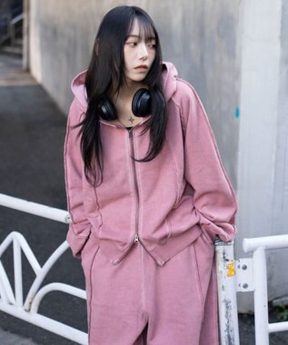 WEGO 【ユニセックス着用ITEM/MLサイズ展開】スウィッチングZIPパーカー ピンク