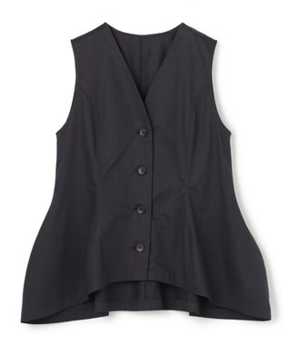 uncrave コットンクロスプレーン ペプラムジレブラウス ブラック