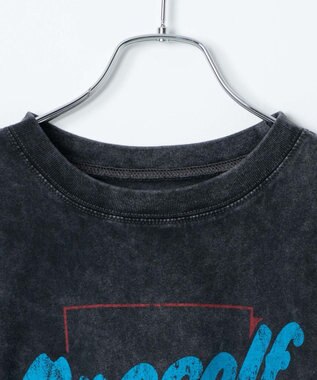 WEGO 【洗える】ヴィンテージウォッシュロールアップショートTシャツ スミクロ