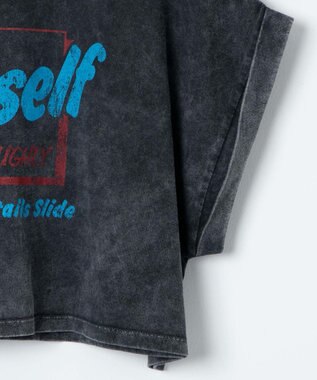 WEGO 【洗える】ヴィンテージウォッシュロールアップショートTシャツ スミクロ