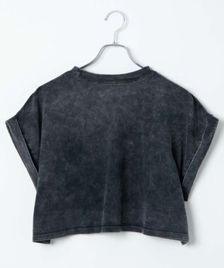 WEGO 【洗える】ヴィンテージウォッシュロールアップショートTシャツ スミクロ