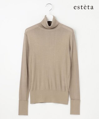  【エステータ】シルクリブ タートルニット