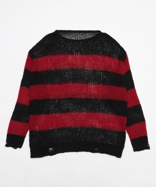 WEGO モヘアタッチボーダーBIGニット レッドボーダー