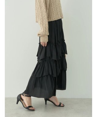 earth music&ecology ランダムティアードボリュームスカート Black