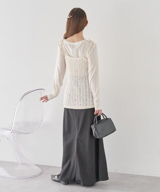 earth music&ecology サテンフリルマーメイドスカート Black