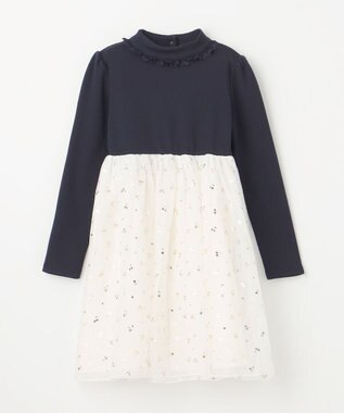 ANY KIDS ドッキング チュール ワンピース ネイビー×ホワイト