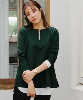 Tiaclasse 【安田美沙子さん着用・選べる裾】 レイヤードヘムカットソーTシャツ オフ×オフ裾シャツ