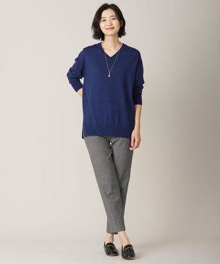 J.PRESS LADIES S 【洗える】チェルビック チェック テーパード パンツ ライトグレー系3