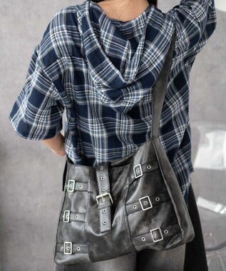 WEGO ベルトデザインBIGショルダー ブラック