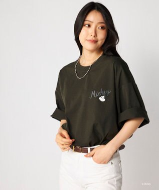 OP／FILA 【Ocean Pacific】ミッキー/水陸両用ビッグTシャツ/ユニセックス チャコールグレー