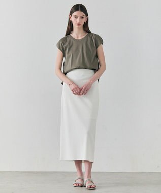 BEIGE， NADIA / 異素材ライン ストレッチニットスカート Ecru