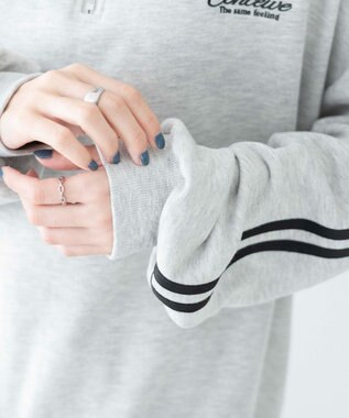 WEGO ラインハーフジップBIGスウェット 杢グレー