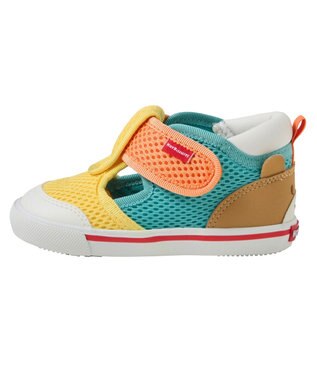 MIKI HOUSE HOT BISCUITS 【14-15cm】かかと顔 メッシュ セカンドベビーシューズ 黄