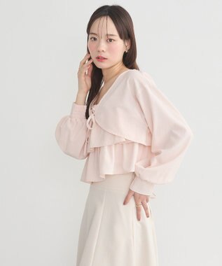 earth music&ecology ティアードアンサンブルブラウス Pink