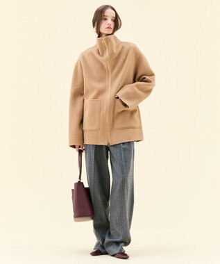 BEIGE， ZION / ウールスタンドカラーショートコート Camel