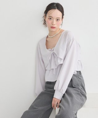 earth music&ecology ティアードアンサンブルブラウス Ice Gray